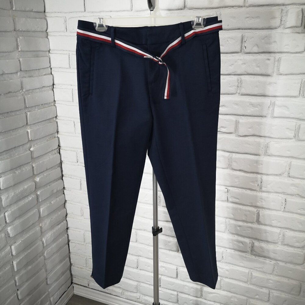 Tommy Hilfiger Ladies Size 4 Navy Stretch Slim Crop Pants with Belt